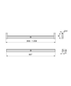 Emuca Barra appendiabiti per armadi con luce LED, regolabile 858-1.008 mm, 4,8 W-12V DC, Anodizzato opaco