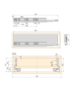 Emuca Kit cassetto per cucina o bagno con pannelli inclusi, 500 x 93 x 900 mm