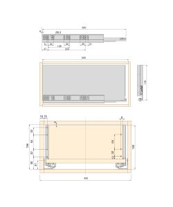 Emuca Kit cassetto con pannelli 500 x 178 x 450 mm