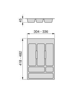 Emuca Portaposate per cassetti di cucina, modulo 400 mm