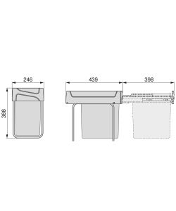 Emuca Pattumiera per raccolta differenziata da 20L per cucina