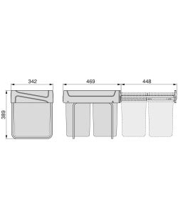 Emuca Pattumiere per raccolta differenziata per cucina 2 x 20 L