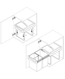 Emuca Pattumiere per raccolta differenziata per cucina 2 x 20 L