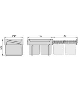 Emuca Pattumiere per raccolta differenziata per cucina 2 x 15 L