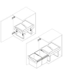 Emuca Pattumiere per raccolta differenziata per cucina 2 x 15 L