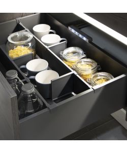 Emuca - Organizzatori Cassetti Vertex-Concept Grigio Antracite 16x51 cm