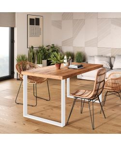 Set di due gambe Square rettangolari per tavolo, larghezza 600 mm, verniciate di bianco
