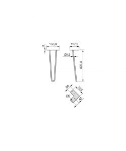 Set di quattro gambe Hairpin con 2 aste da tavolo, altezza 400 mm, verniciate nero