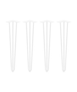 Set di quattro gambe a Hairpin con 3 aste da tavolo, altezza 710 mm, verniciate di bianco