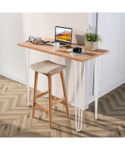 Set di quattro gambe a Hairpin con 3 aste da tavolo, altezza 710 mm, verniciate di bianco