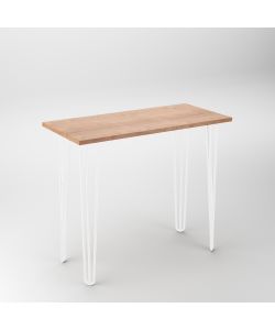 Set di quattro gambe a Hairpin con 3 aste da tavolo, altezza 710 mm, verniciate di bianco