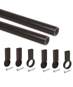 Emuca Kit tubo per armadio rotondo D28 Moka 5,5 x 9,5 x 85