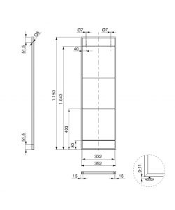 Emuca Struttura per Scaffale  Lader, Altezza 1150 mm, Acciaio, Laccato nero