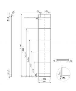 Emuca Struttura per Scaffale Lader, Altezza 1790 mm, Acciao, Laccato nero