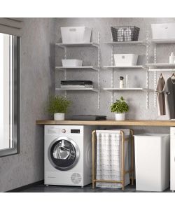 Emuca Profili di fissaggio a parete e supporti per mensola Jagmet, 230, Verniciato bianco, Acciaio