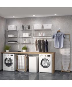 Emuca Profili di fissaggio a parete e supporti per mensola Jagmet, 230, Verniciato bianco, Acciaio