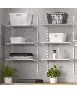 Emuca Profili di fissaggio a parete e supporti per mensola Jagmet, 230, Verniciato bianco, Acciaio