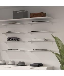 Emuca Piastre di montaggio a parete Jagmet e staffe per mensole, 230, Verniciato bianco, Acciaio