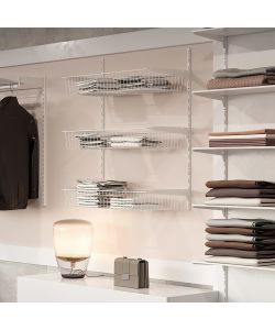 Emuca Cestini in filo metallico e supporti Jagmet, Verniciato bianco, Acciaio