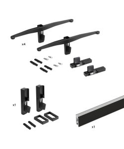 Emuca Kit Supporti Mensole e Barra Appendiabiti - Nero Testurizzato