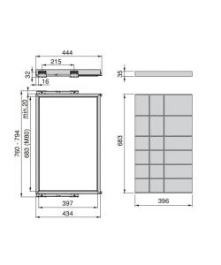 Emuca Kit Cassetto Organizzatore 800mm - Nero Testurizzato e Grigio Pietra - Soft-Close - 1 Cassetto con 18 Scomparti
