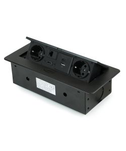 Emuca Multipresa Atom 26 A+C per scrivania, EU, Verniciato nero, Acciaio e Tecnoplastica e Zama, 1 u.