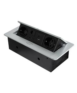 Emuca Multipresa Atom 26 A+C per scrivania, EU, Verniciato alluminio, Acciaio e Tecnoplastica e Zama, 1 u.