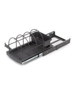 Emuca Vassoio per accessori da cucina, fissaggio sul fondo ed estrazione manuale, Plastica grigio antracite, 1 un