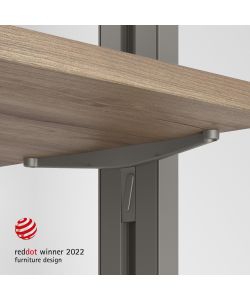 Emuca Set di mensole in legno, tavole in legno non incluse, verniciato grigio pietra, Zamak