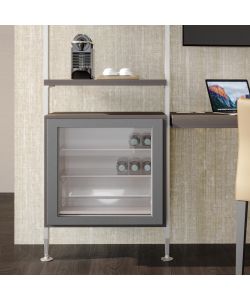 Emuca Kit di 3 set di supporti per mensole in legno e 1 set di supporti per moduli, Zamak, grigio pietra