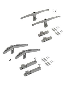 Emuca Kit di 3 set di supporti per mensole in legno e 1 set di supporti per moduli, Zamak, grigio pietra