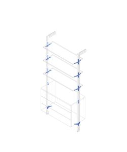 Emuca Kit di 3 set di supporti per mensole in legno e 1 set di supporti per moduli, Zamak, grigio pietra