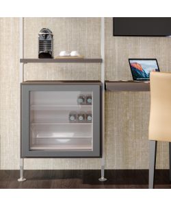 Emuca Kit di supporto per 4 ripiani in legno e 1 barra di sospensione da 1 m, verniciato grigio pietra, alluminio e zama e plastica