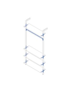 Emuca Kit di supporto per 4 ripiani in legno e 1 barra di sospensione da 1 m, verniciato grigio pietra, alluminio e zama e plastica