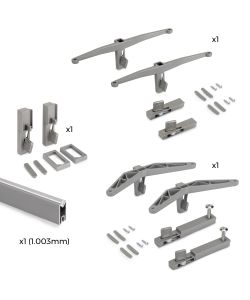 Emuca Set di mensole in legno, 1 modulo e 1 asta da 1 m, zama, verniciato grigio pietra