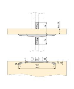 Emuca Set di mensole in legno, 1 modulo e 1 asta da 1 m, zama, verniciato grigio pietra