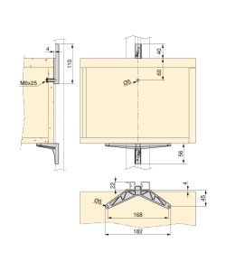 Emuca Set di mensole in legno, 1 modulo e 1 asta da 1 m, zama, verniciato grigio pietra