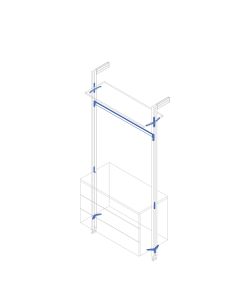 Emuca Set di mensole in legno, 1 modulo e 1 asta da 1 m, zama, verniciato grigio pietra