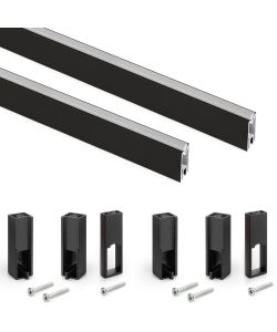 Emuca Kit tubo per armadio Luxe, 1,15 m, Nero testurizzato, Alluminio e Tecnoplastica