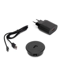 Emuca Caricatore di superficie wireless per mobile Airtop 2 con USB-A, 60mm, 5V DC / 2.1A (USB-10W/Qi-10W), Plastica nera, Tecnoplastica 1 UN