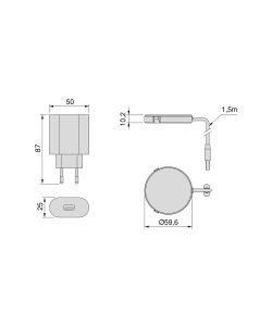 Emuca Caricatore di superficie wireless per mobile Airtop 2 con USB-A, 60mm, 5V DC / 2.1A (USB-10W/Qi-10W), Plastica nera, Tecnoplastica 1 UN