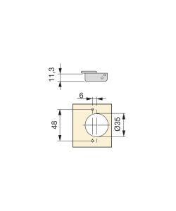 Emuca Kit cerniera collo dritto X92N e basetta, Basetta a vite, Nichelato, Acciaio.