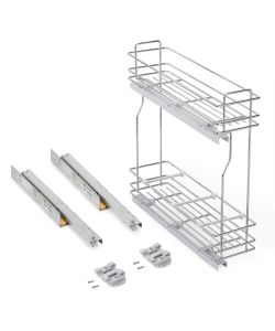 Emuca SupraMax portabottiglie laterale estraibile SupraMax con chiusura soft, modulo 200 mm, Acciaio, Cromato lucido 1 UN