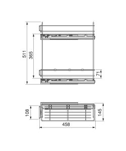 Emuca SupraMax portabottiglie laterale estraibile SupraMax con chiusura soft, modulo 200 mm, Acciaio, Cromato lucido 1 UN