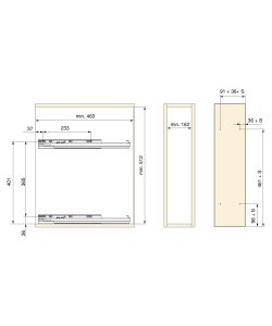 Emuca SupraMax portabottiglie laterale estraibile SupraMax con chiusura soft, modulo 200 mm, Acciaio, Cromato lucido 1 UN