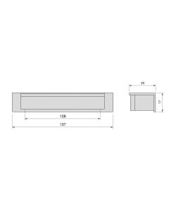 Emuca Maniglia per mobili Modena, L 137 mm, interasse 128 mm, Verniciato alluminio, Zamato