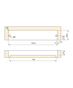 Emuca Maniglia per mobili Modena, L 137 mm, interasse 128 mm, Verniciato alluminio, Zamato