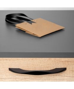 Emuca Maniglia per mobili Varna, L 181 mm, interasse 160 mm, Verniciato nero, Zamato