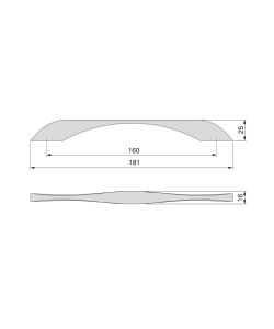Emuca Maniglia per mobili Varna, L 181 mm, interasse 160 mm, Verniciato nero, Zamato