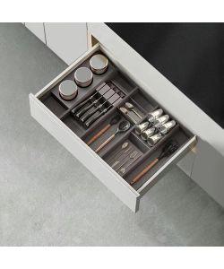Emuca Portacoltelli Orderbox per cassetto, 150x470 mm, Grigio antracite, Acciaio e Legno 1 UN